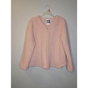 Muk Luks Pink Sherpa Fleece Open Front Jacket